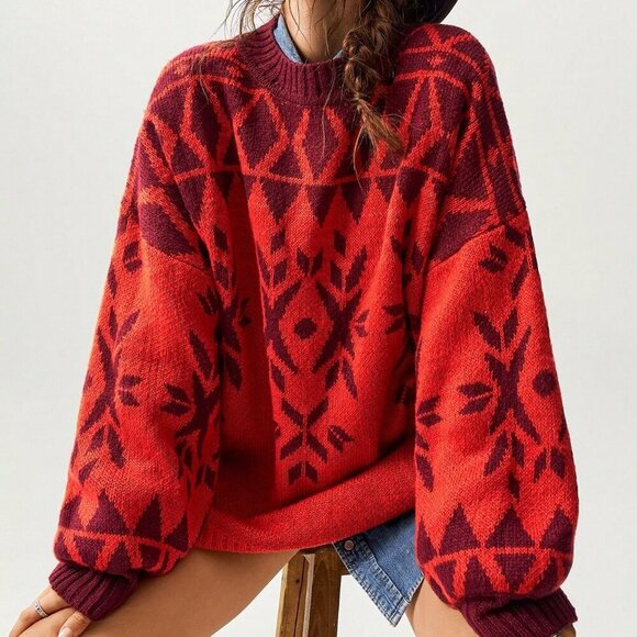 Casual Women's Crew Neck Long Sleeve Sweater - Picture 1 of 8